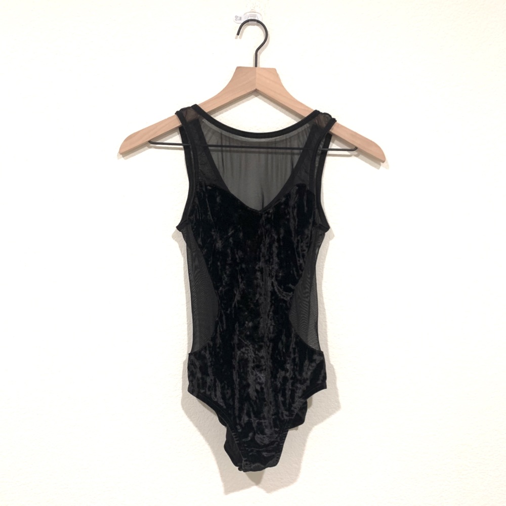 Crushed Velvet & Mesh Bodysuit